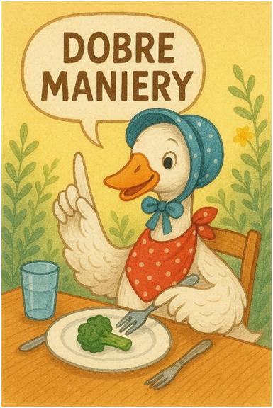 gąska w kapeluszu, napis dobre maniery